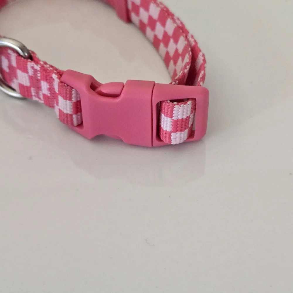 Pink Dog Collar Checkered dog collar